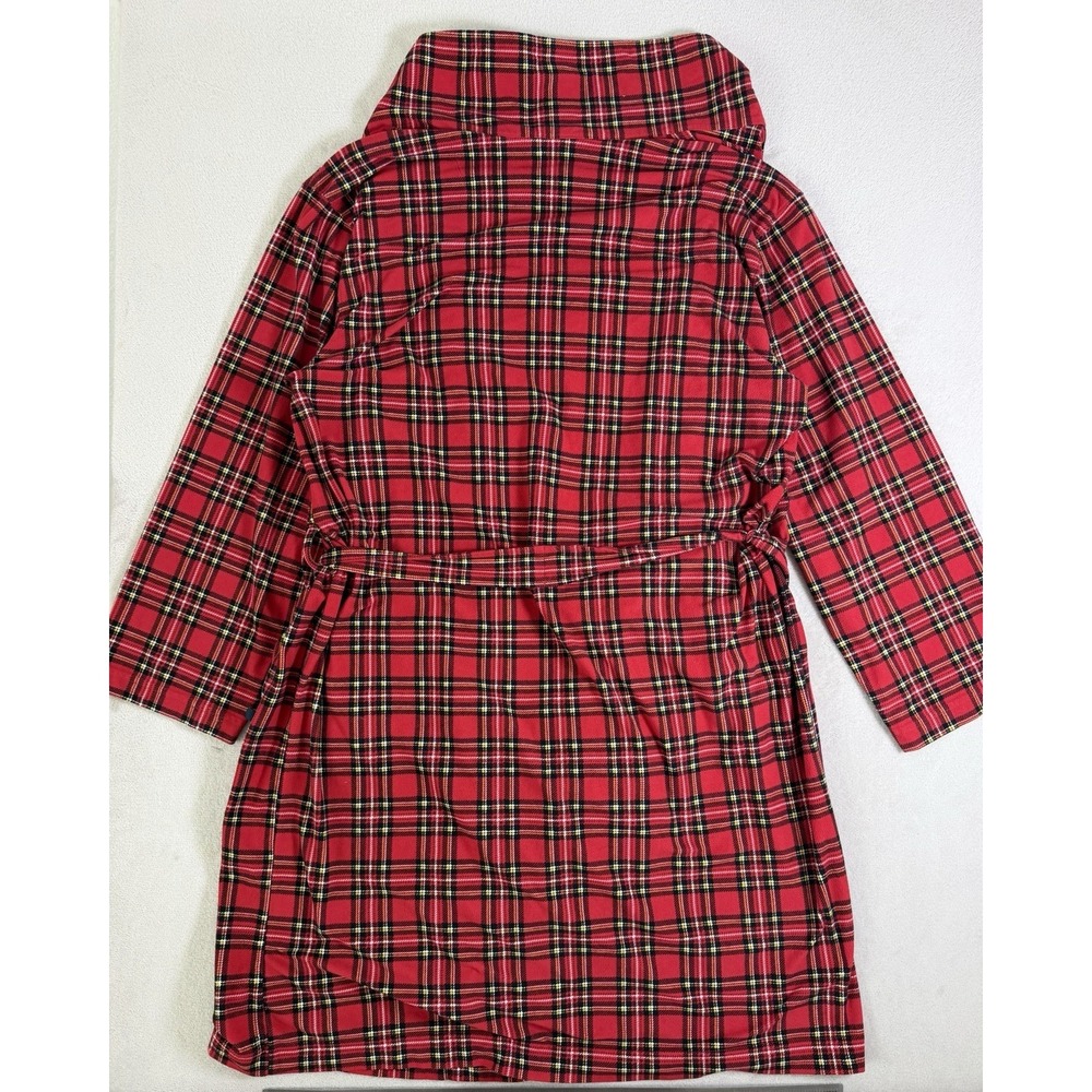 Tommy Hilfiger Bathrobe One Size Red Tartan Plaid Belted Lounge Robe - Picture 16 of 16